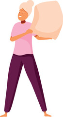 Elderly woman holding pillow, struggling with insomnia and sleep deprivation, seeking better sleep quality