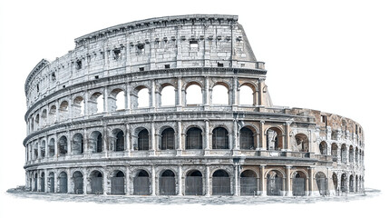Fototapeta premium Detailed view of the colosseum in rome with architectural details and arches shown