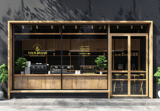 Modern Cafe Storefront Mockup PSD