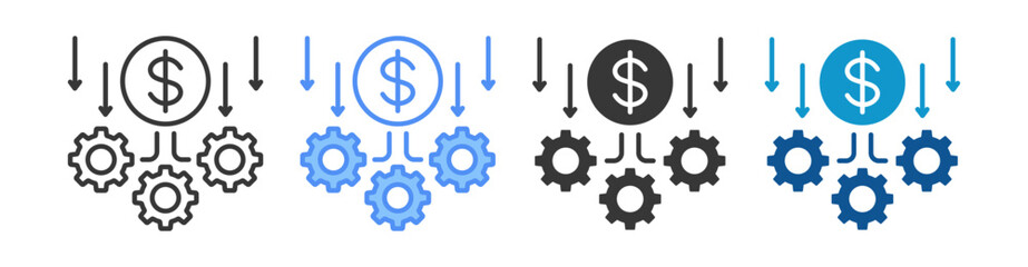 Operational Cost Icon Set Multiple Style Collection