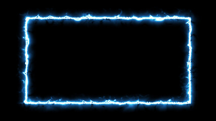 Glowing neon thunder rectangle abstract isolated on black background
