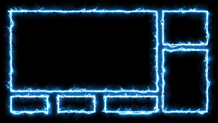 Glowing neon live streaming frame isolated on black background