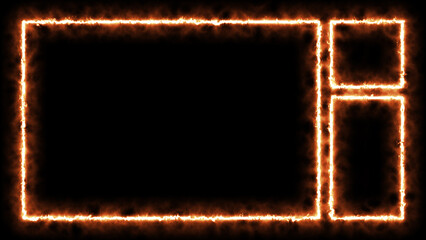 Glowing neon yellow live streaming frame isolated on black background