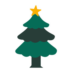 Cartoon Christmas Tree with Star