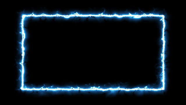 Glowing neon thunder rectangle abstract isolated on black background