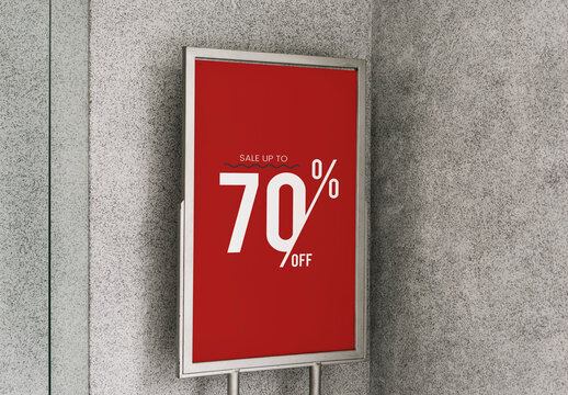 Red Sale Sign Offering Discount Mockup PSD