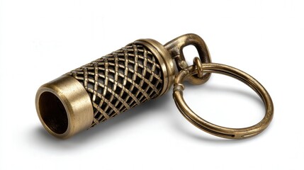Brass keychain isolated on white background
