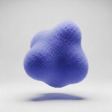 Fluffy Blue Abstract Shape Floating in White Space.