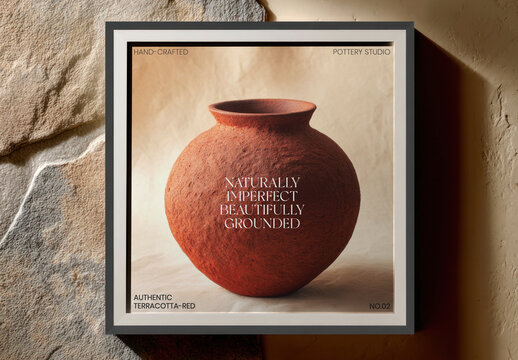 Rustic Terracotta Pottery Display Mockup PSD