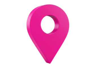 Pink map pointer isolated PNG, location pin icon for navigation and travel apps on transparent background