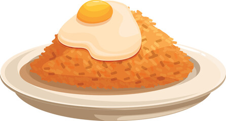 Savory fried rice topped with a perfectly cooked fried egg, served on a clean plate, ready to be enjoyed