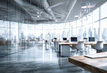 Modern open-plan office with city view