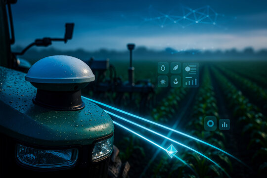 Smart farming tractor with sensor for precision agriculture