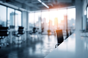Modern office interior with city view