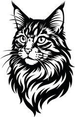 Majestic Maine Coon Cat Head Portrait