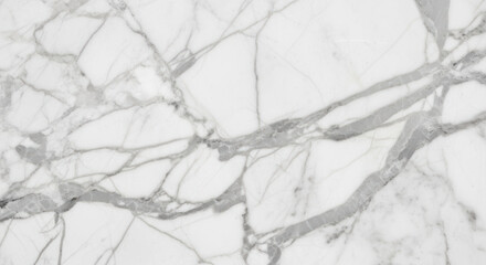 Fototapeta premium White marble surface with natural grey veining pattern, smooth background texture for interiors, countertops, and modern design