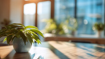 Indoor plant on a table near a sunny window