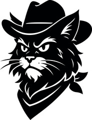 Fierce Monochromatic  Maine coon cat Cowboy Mascot