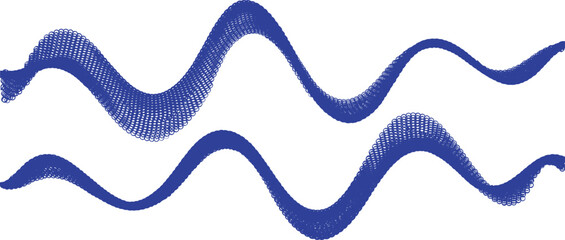 Abstract Blue Wave Patterns Composed of Small Circles on White Background