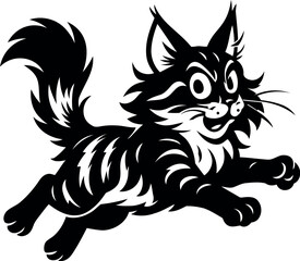 Maine Coon cat leaping mid air