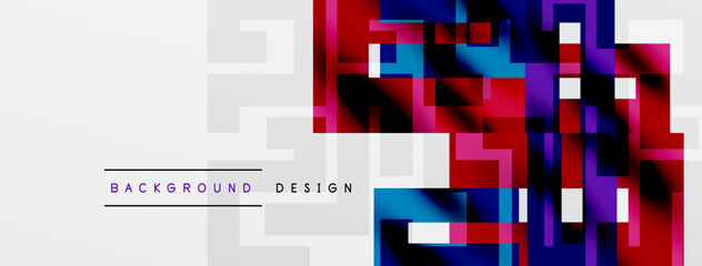 Abstract geometric pattern. Vibrant colors blend with gray layers. Modern design suitable for backgrounds, banners, presentations.