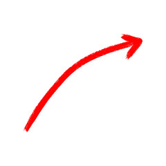 Curved black arrow pointing upward on white background red arrow marker is isolated on a transparent background PNG