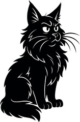 Obraz premium Maine Coon cat sitting in profile with bushy whiskers