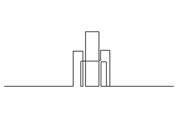 Office building minimalist continuous one line drawing of a modern art outline vector illustration.