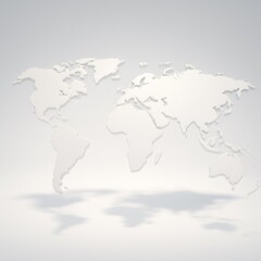 Fototapeta premium White 3D world map casts soft shadows on a neutral, light background
