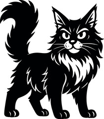Proud Maine Coon cat standing with tail lifted