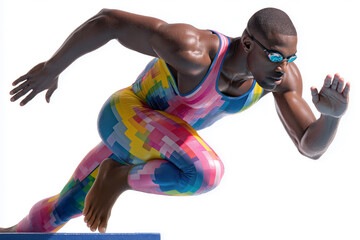 Swimmer performing a dive from starting block