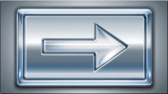 Shiny metal arrow icon representing autoplay snippet concept for captivating short video clip engagement