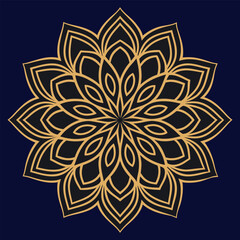 Gold Luxury Mandala Art Elegant Symmetrical Pattern with Metallic Texture