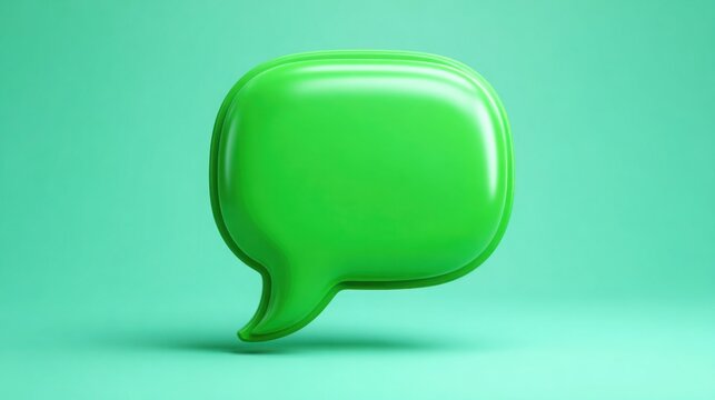 Vibrant green speech bubble icon on a clean background for instant messaging and communication applications