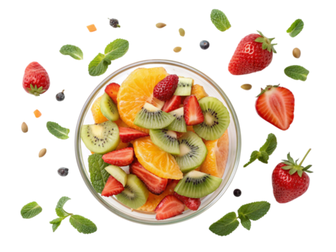 Fresh Fruit Salad Bowl with Strawberries, Kiwi, and Orange Segments IMG_1761023494438