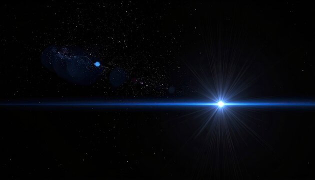 Bright Star Exploding in Dark Space with Lens Flare and Star Dust Particles Visible in the Distant Background