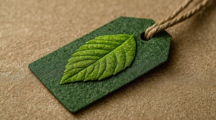 Leaf on eco product tag representing sustainable choices and environmentally friendly products for conscious consumers