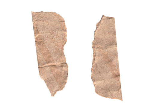 torn brown textured paper isolated on transparent background