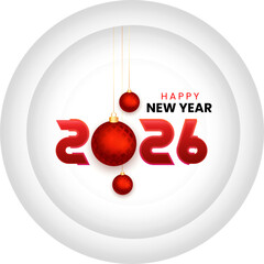 2026 Happy New Year 3D Style Poster or Card Design