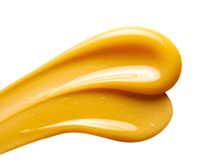 Smooth, glossy yellow smear against black, resembling a curved, organic shape