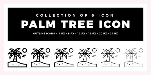 Obraz premium Palm Tree Icons. A Tropical Collection of 6 Outline Icons