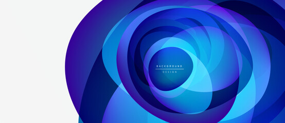 Abstract concentric circles, blue purple hues. Modern design element, gradient effect, dynamic composition. Minimalist background suitable for presentations.
