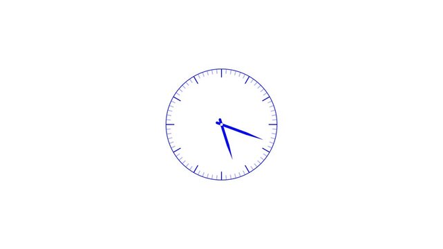 Minimalist blue clock face with ticking second hand and white background abstract time concept motion graphic