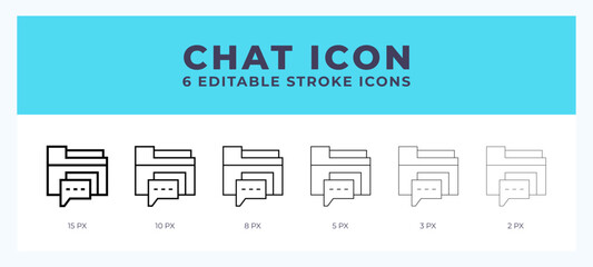 Chat icon with editable stroke. Outline icon vector illustration.
