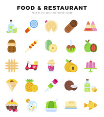Set of Flat Food and Restaurant Icons. Flat art icon. Vector illustration