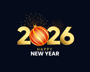 2026 Happy New Year 3D Style Poster or Card Design