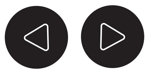 Play button icon vector symbol. Music video start. Two variations of a play button icon inside a circle. round play button icons with triangle in the center, simple modern vector design for media use.