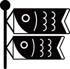 鯉のぼりのアイコン　モノトーン