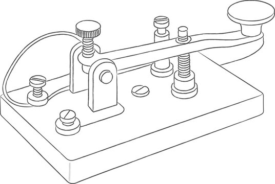 Morse telegraph key on base plate