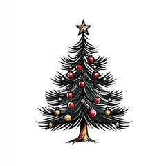 Obraz premium Christmas tree illustration chandelier decoration.